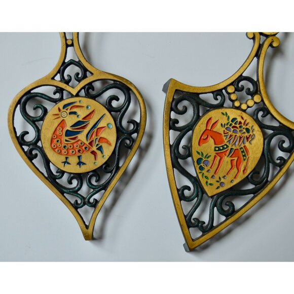 Dayagi Israel Brass Painted Trivet Set of 2 - Picture 3 of 7